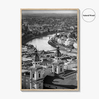 Salzburg Skyline Black and White Fine Art Photo Print, Salzburger Land Austria Poster