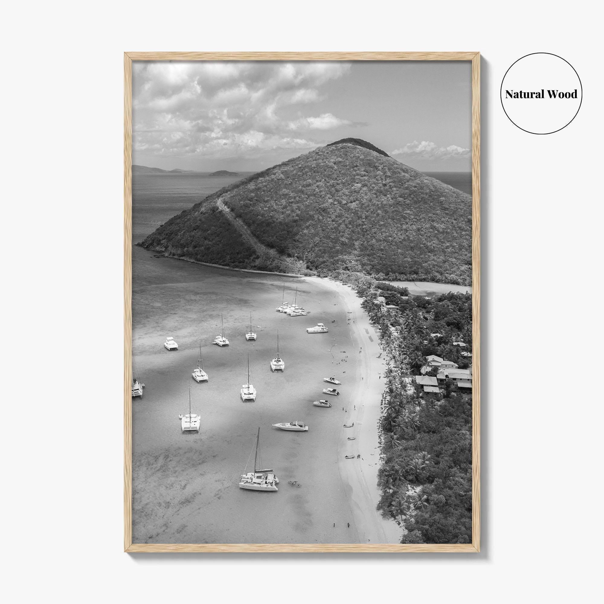 British Virgin Islands Black and White Fine Art Photo Print, Caribbean Poster