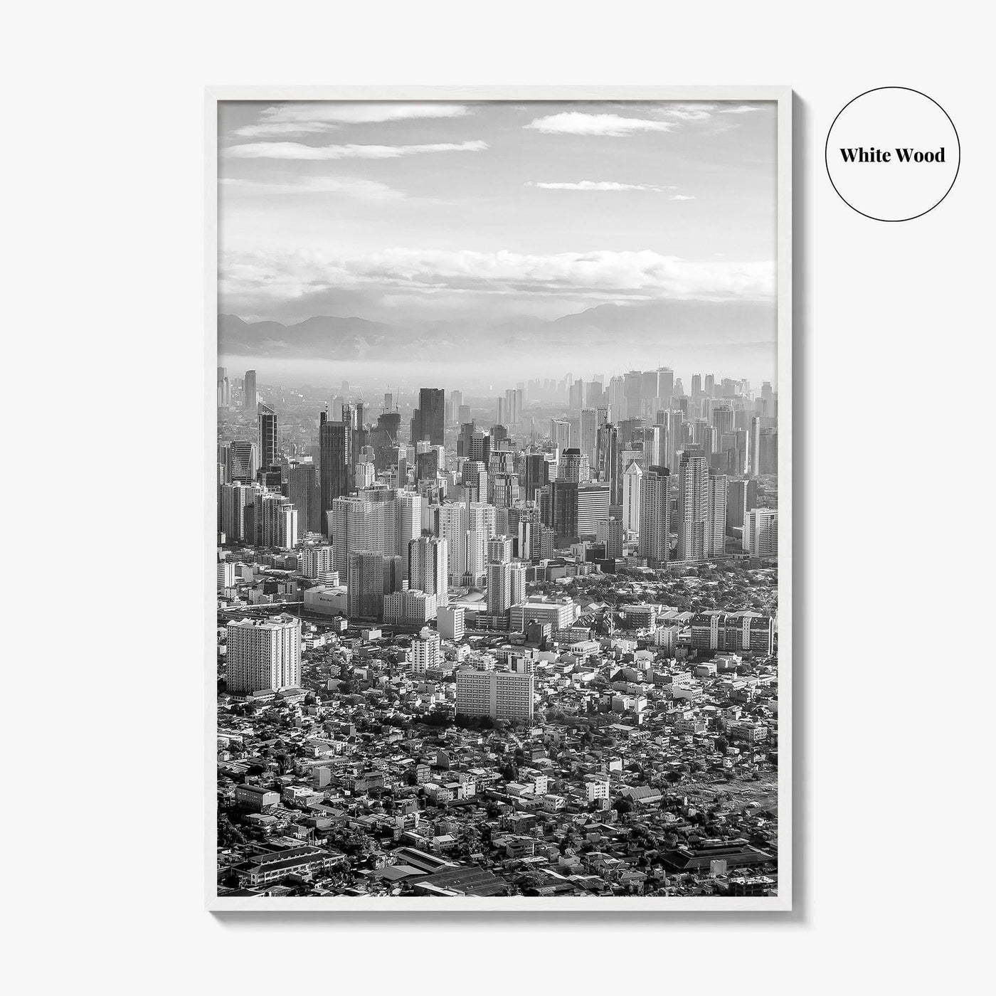 Manila Skyline Black and White Fine Art Photo Print, Makati, Pasay, Philippines