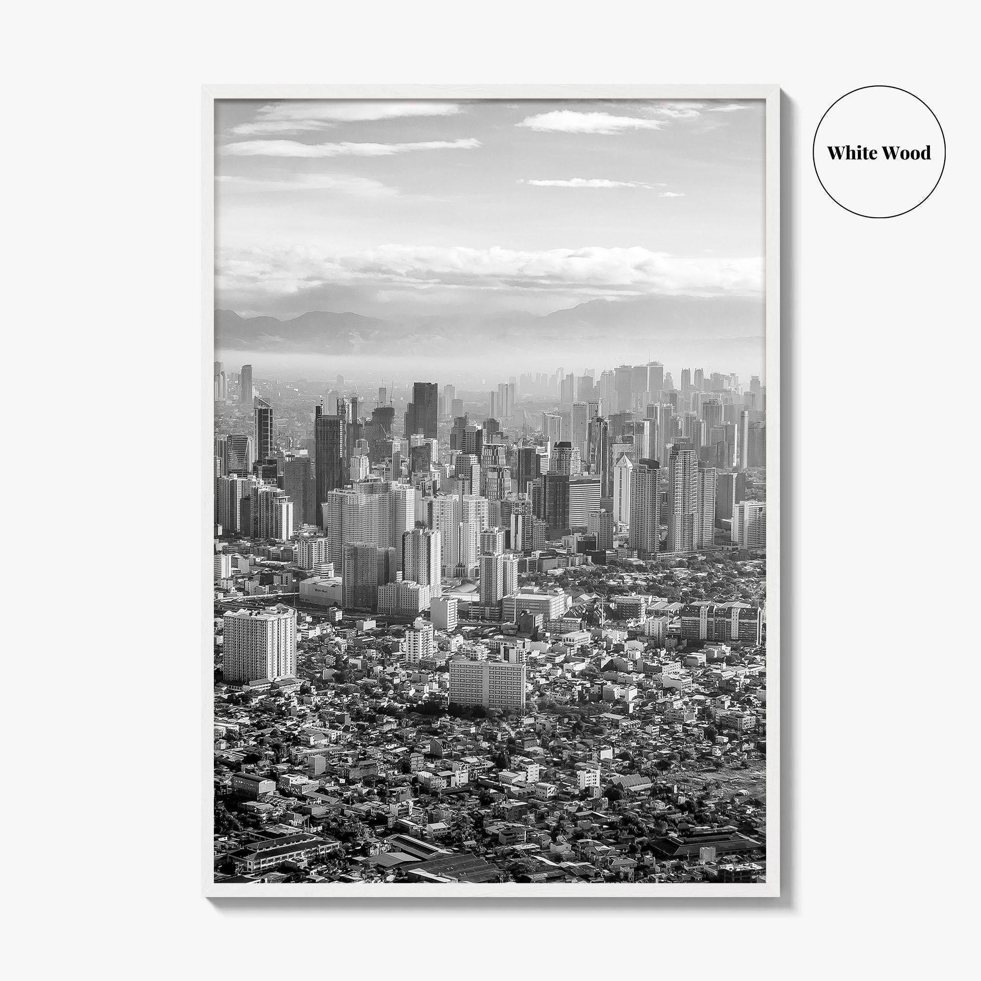 Manila Skyline Black and White Fine Art Photo Print, Makati, Pasay, Philippines
