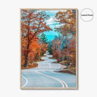 Door County Wisconsin Fine Art Photo Print, Autumn Winding Road, Fall Foliage Poster