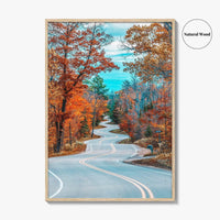 Door County Wisconsin Fine Art Photo Print, Autumn Winding Road, Fall Foliage Poster