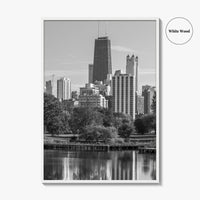 Chicago Skyline Black and White Fine Art Photo Print, Lincoln Park Illinois Poster