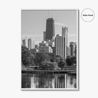 Chicago Skyline Black and White Fine Art Photo Print, Lincoln Park Illinois Poster