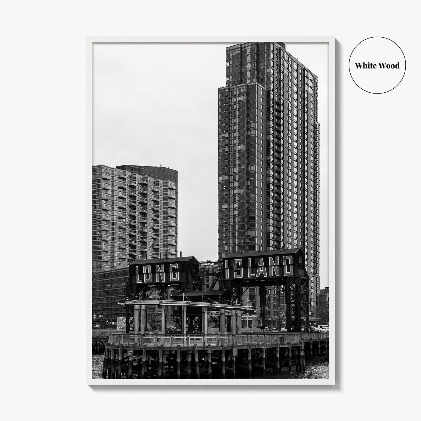 Long Island City Skyline Black and White Fine Art Photo Print, Queens NYC Poster