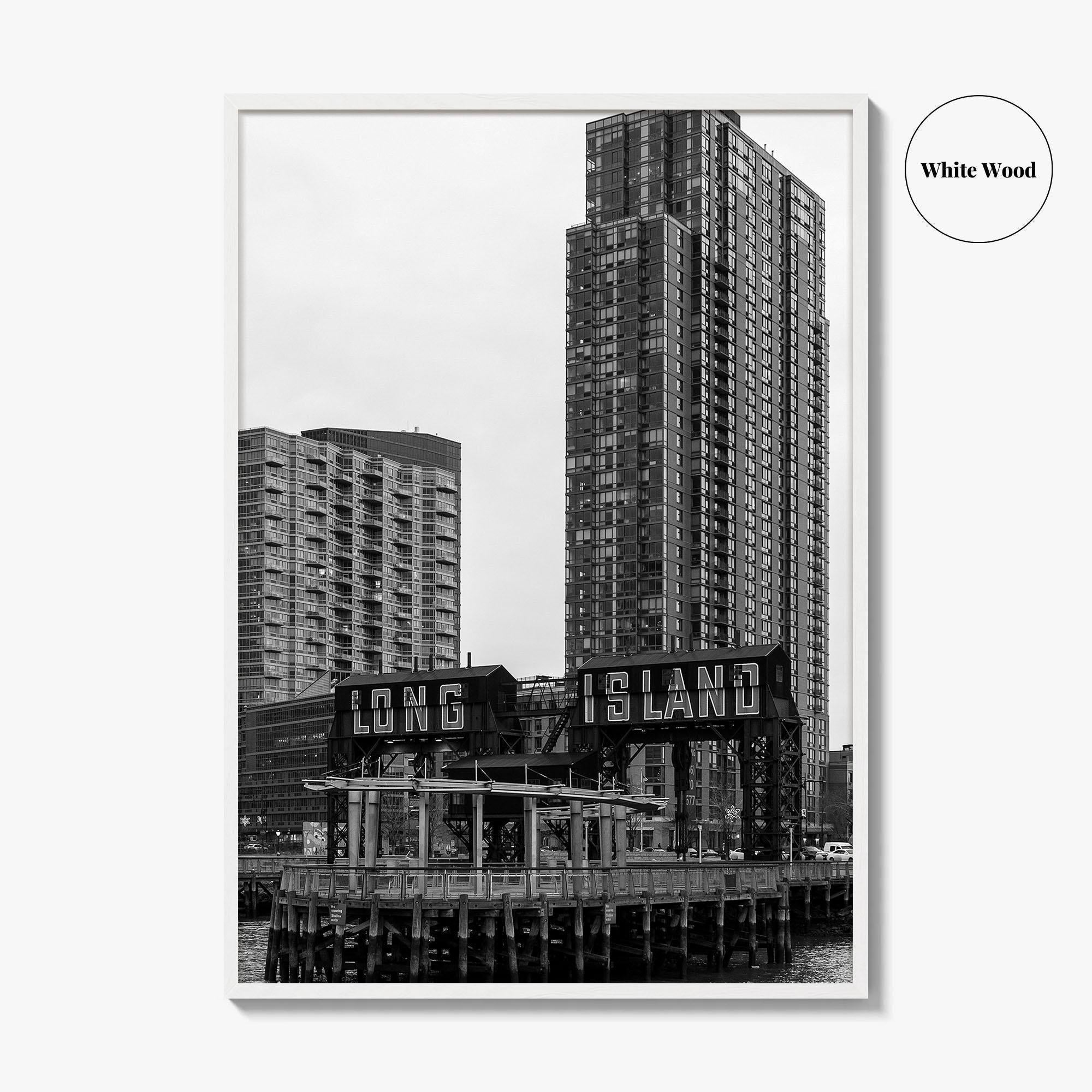 Long Island City Skyline Black and White Fine Art Photo Print, Queens NYC Poster