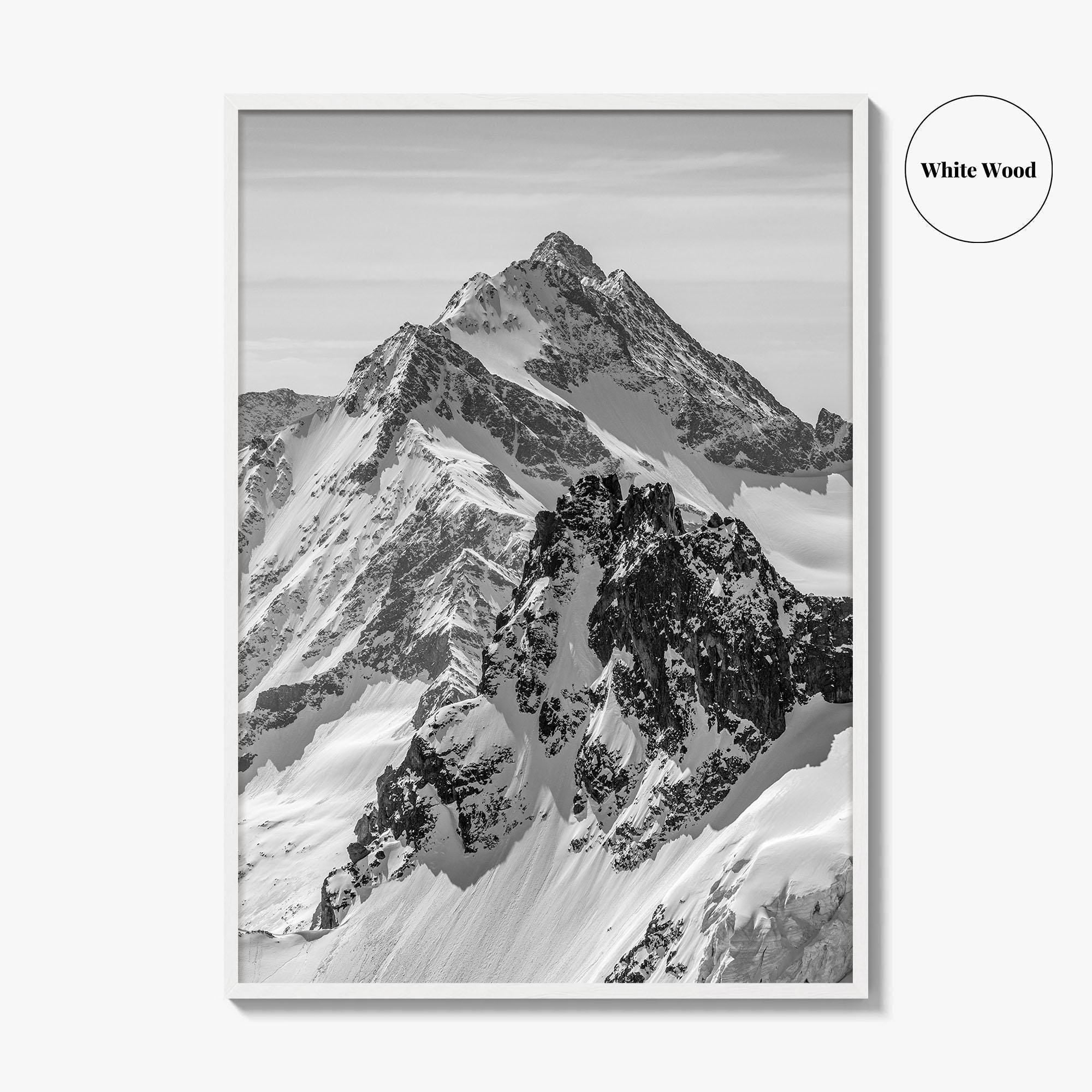 Switzerland Black and White Fine Art Photo Print, Mount Titlis, Engelberg, Swiss Alps, Panoramic
