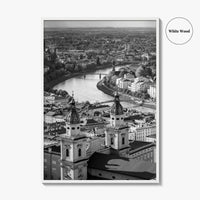 Salzburg Skyline Black and White Fine Art Photo Print, Salzburger Land Austria Poster