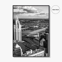 Cincinnati Skyline Black and White Fine Art Photo Print, Ohio River, USA Poster