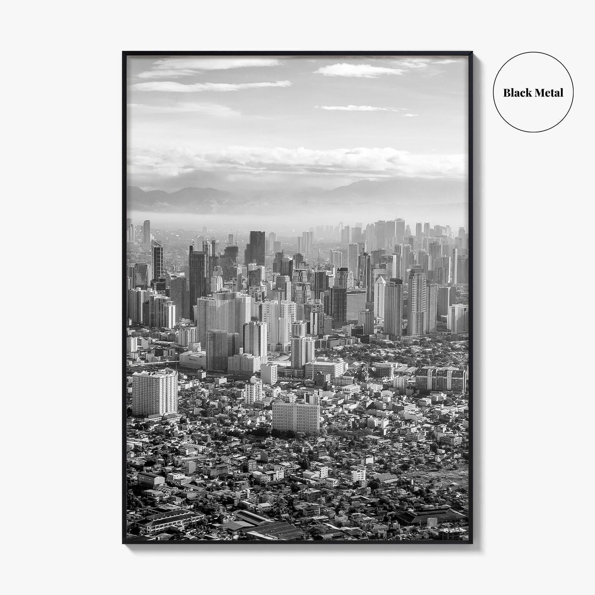 Manila Skyline Black and White Fine Art Photo Print, Makati, Pasay, Philippines