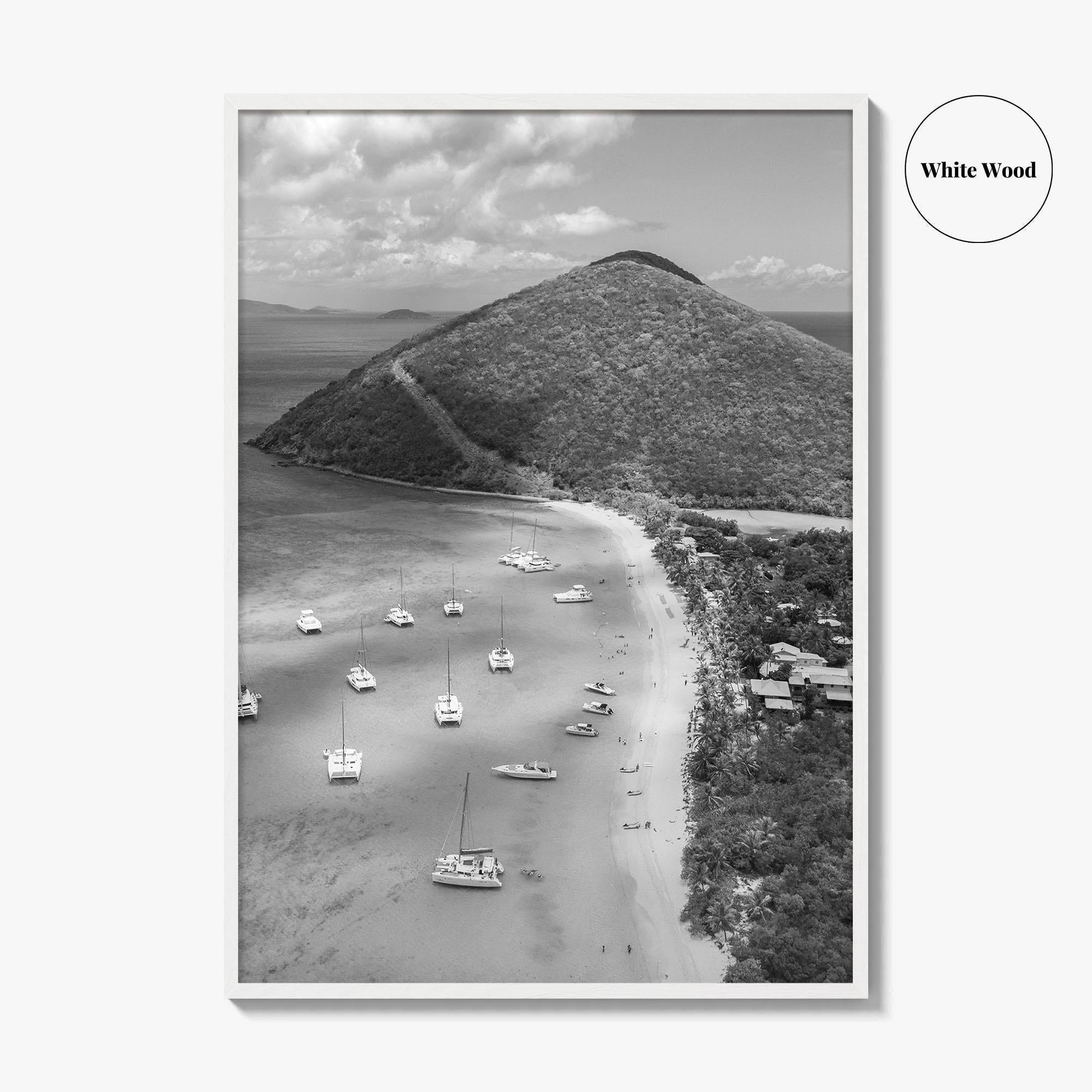 British Virgin Islands Black and White Fine Art Photo Print, Caribbean Poster
