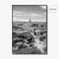 Madison Skyline Black and White Fine Art Photo Print, Wisconsin State Capitol, USA Poster