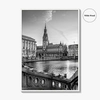 Hamburg Black and White Fine Art Photo Print, City Hall Rathaus, Germany Wall Poster