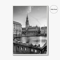 Hamburg Black and White Fine Art Photo Print, City Hall Rathaus, Germany Wall Poster