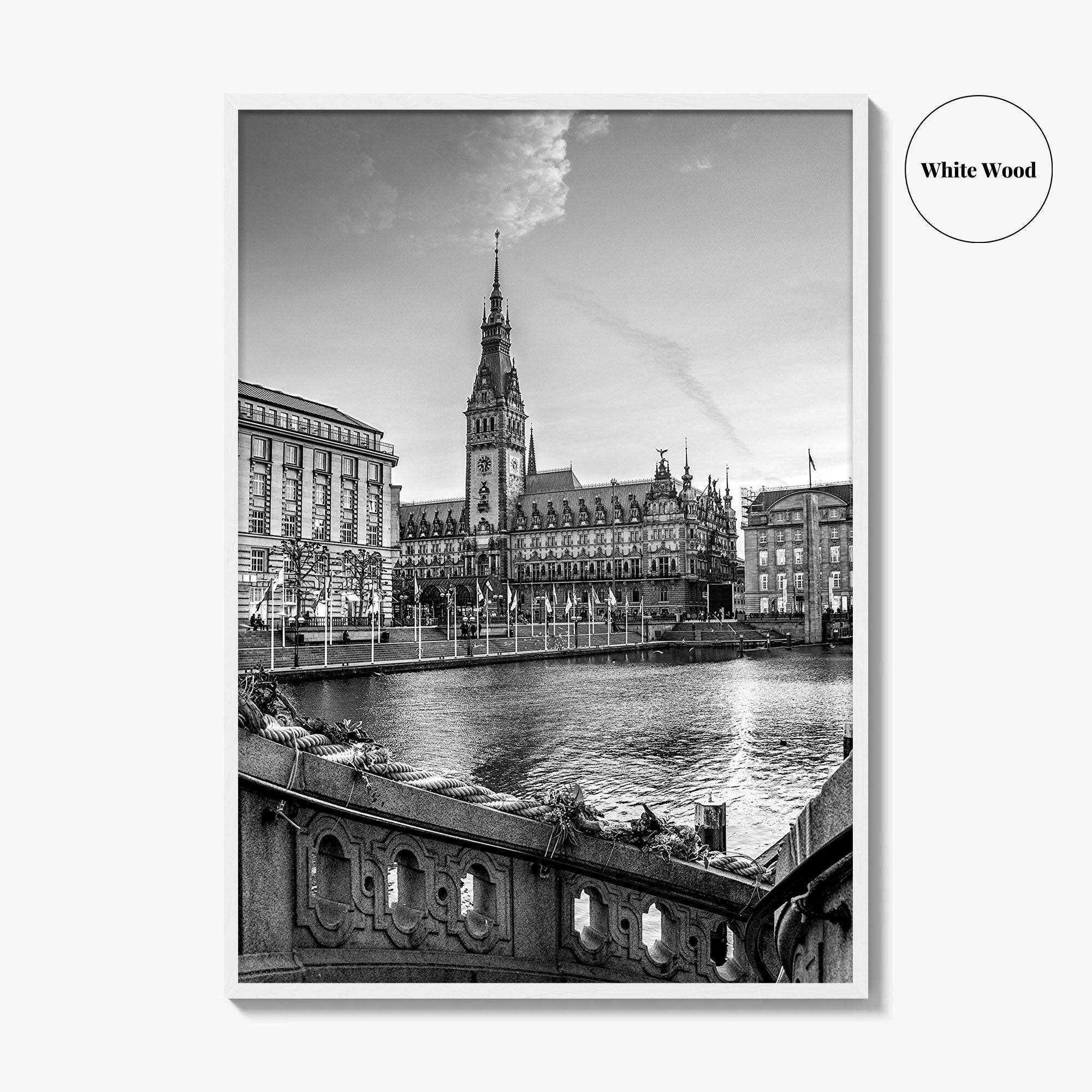 Hamburg Black and White Fine Art Photo Print, City Hall Rathaus, Germany Wall Poster
