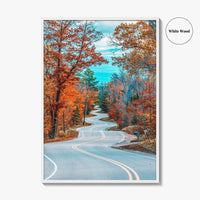 Door County Wisconsin Fine Art Photo Print, Autumn Winding Road, Fall Foliage Poster