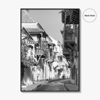 Cartagena Black and White Fine Art Photo Print, Colombia Colonial Street Poster