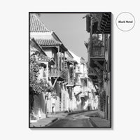 Cartagena Black and White Fine Art Photo Print, Colombia Colonial Street Poster