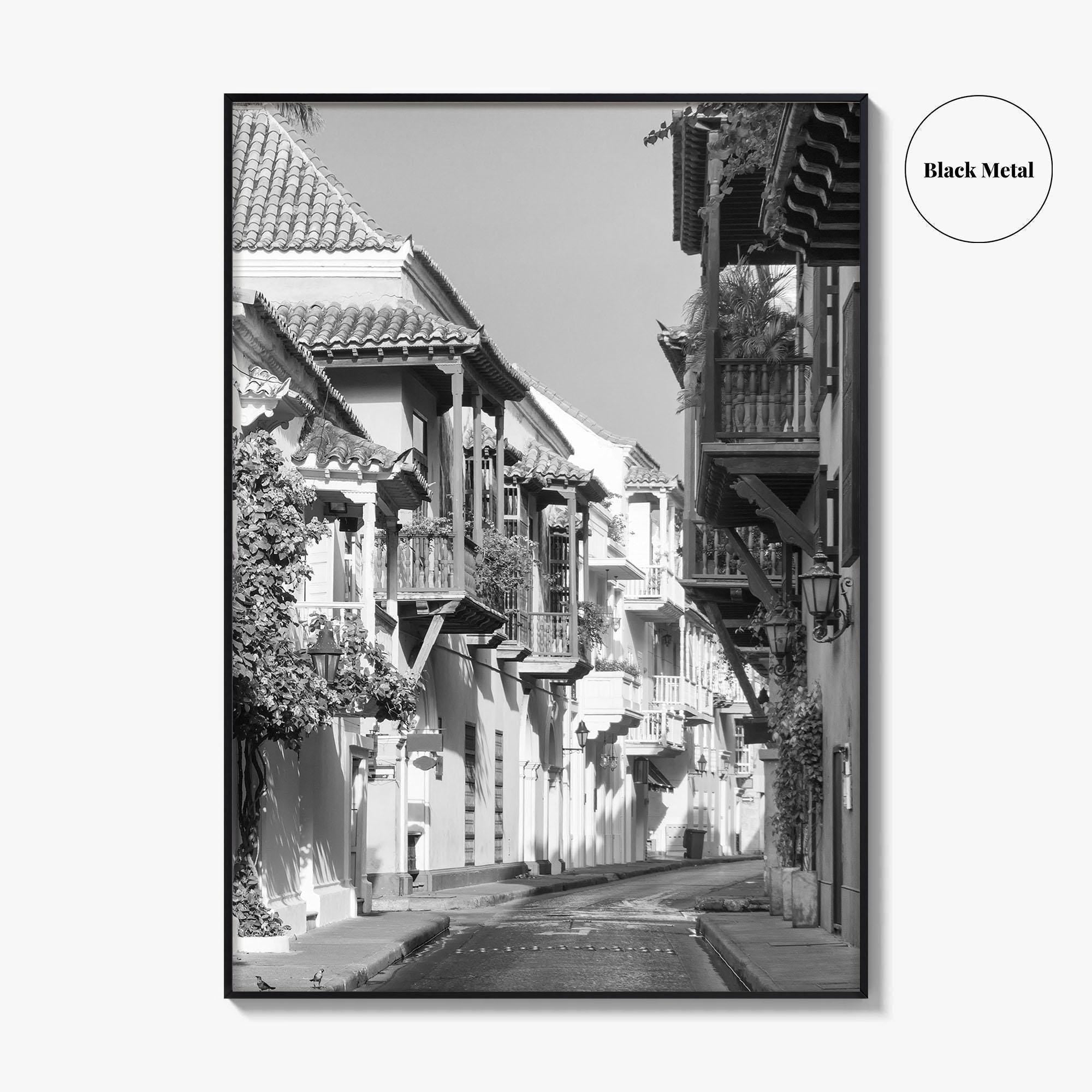 Cartagena Black and White Fine Art Photo Print, Colombia Colonial Street Poster
