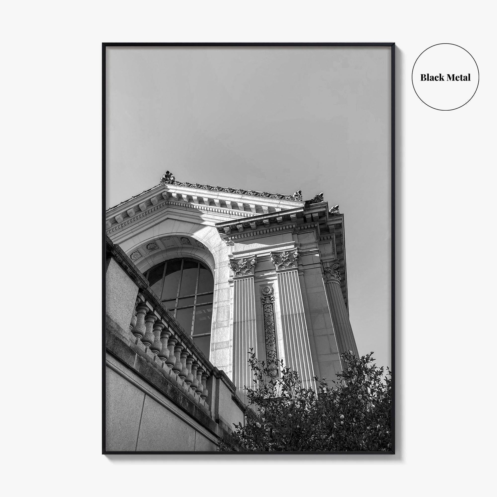 UC Berkeley Black and White Fine Art Photo Print, Doe Hall, California USA Poster
