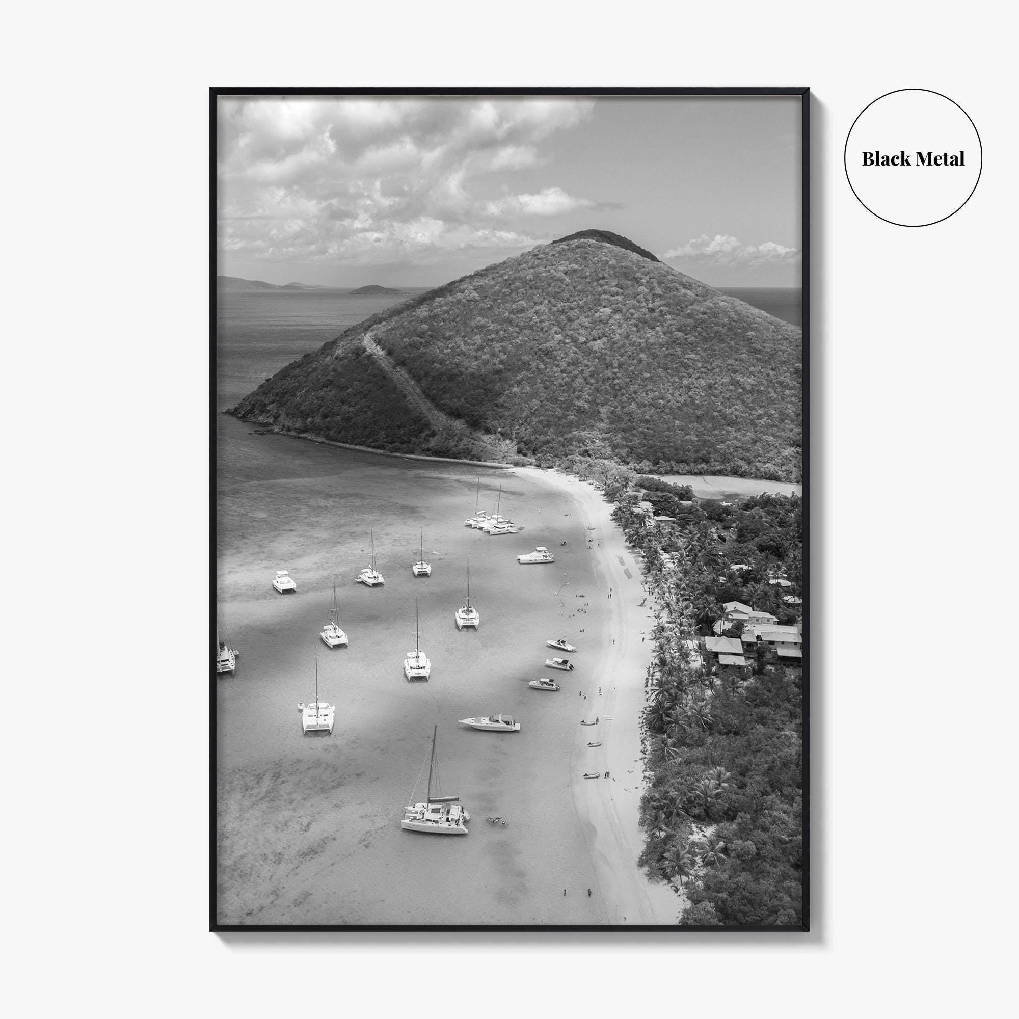 British Virgin Islands Black and White Fine Art Photo Print, Caribbean Poster