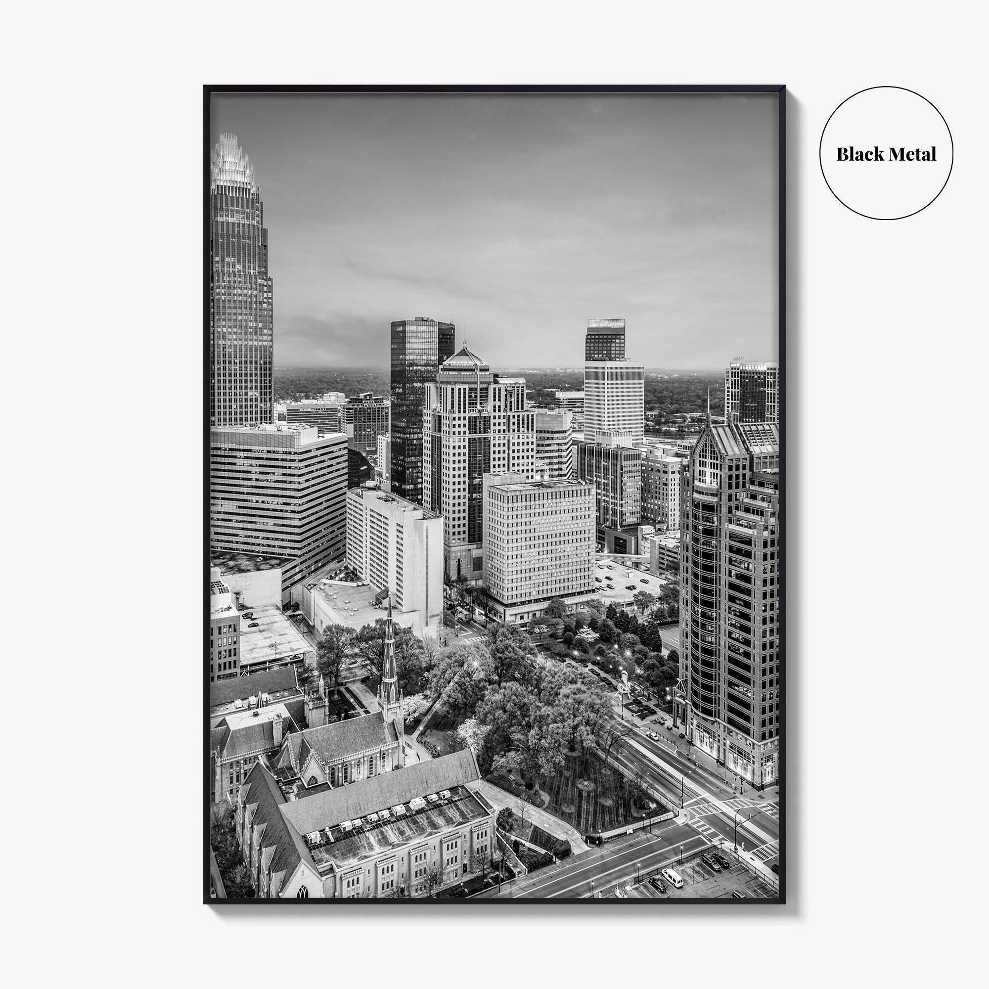 Charlotte Black and White Fine Art Photo Print, North Carolina USA, Uptown NC Poster