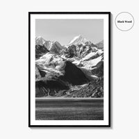 Glacier Bay Black and White Fine Art Photo Print, Alaska Inside Passage Poster