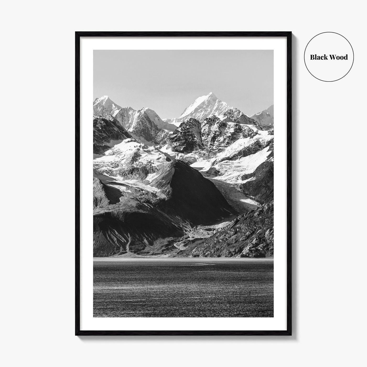 Glacier Bay Black and White Fine Art Photo Print, Alaska Inside Passage Poster