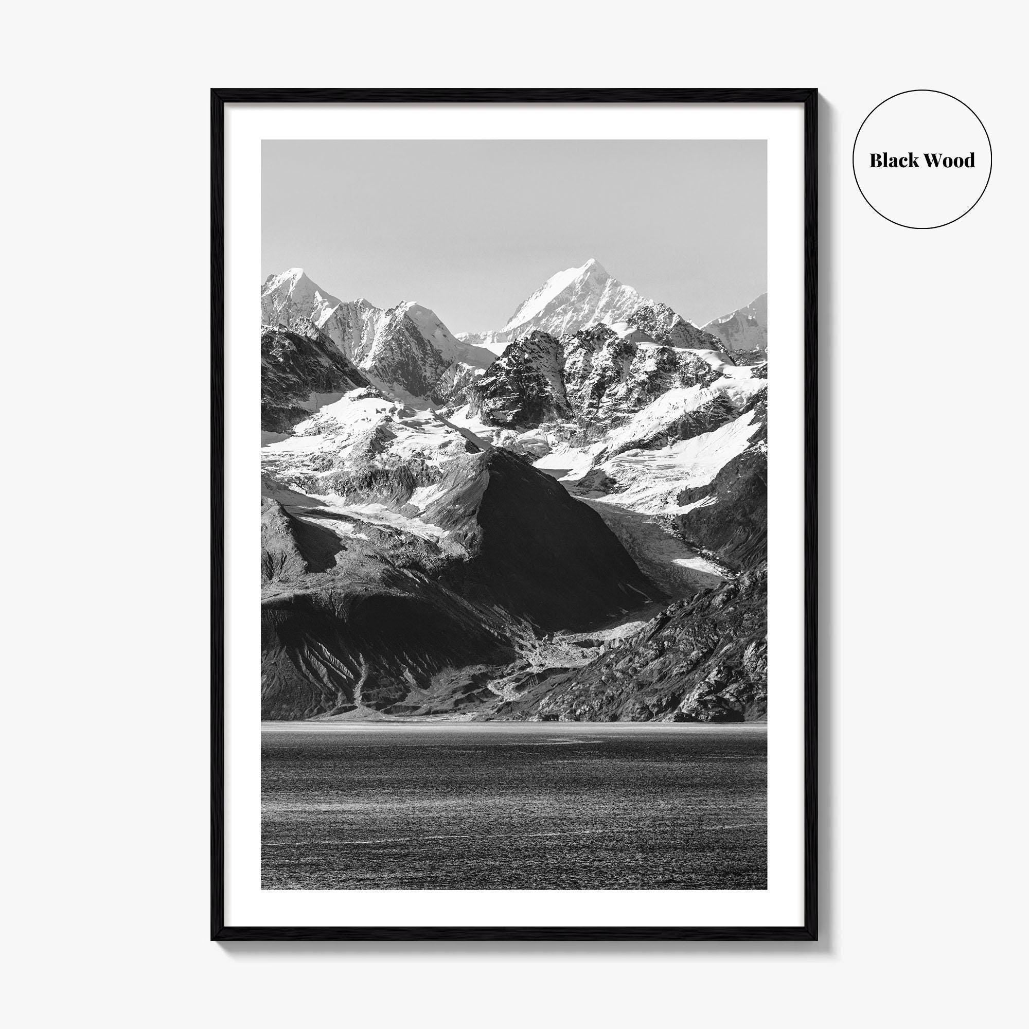 Glacier Bay Black and White Fine Art Photo Print, Alaska Inside Passage Poster