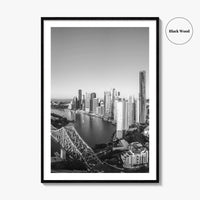 Brisbane Skyline Black and White Fine Art Photo Print, Story Bridge Queensland Poster