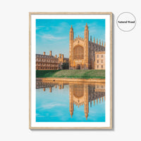 Cambridge England Fine Art Photo Print, UK Waterfront Panorama, Reflection Wall Decor Poster