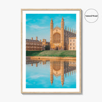 Cambridge England Fine Art Photo Print, UK Waterfront Panorama, Reflection Wall Decor Poster