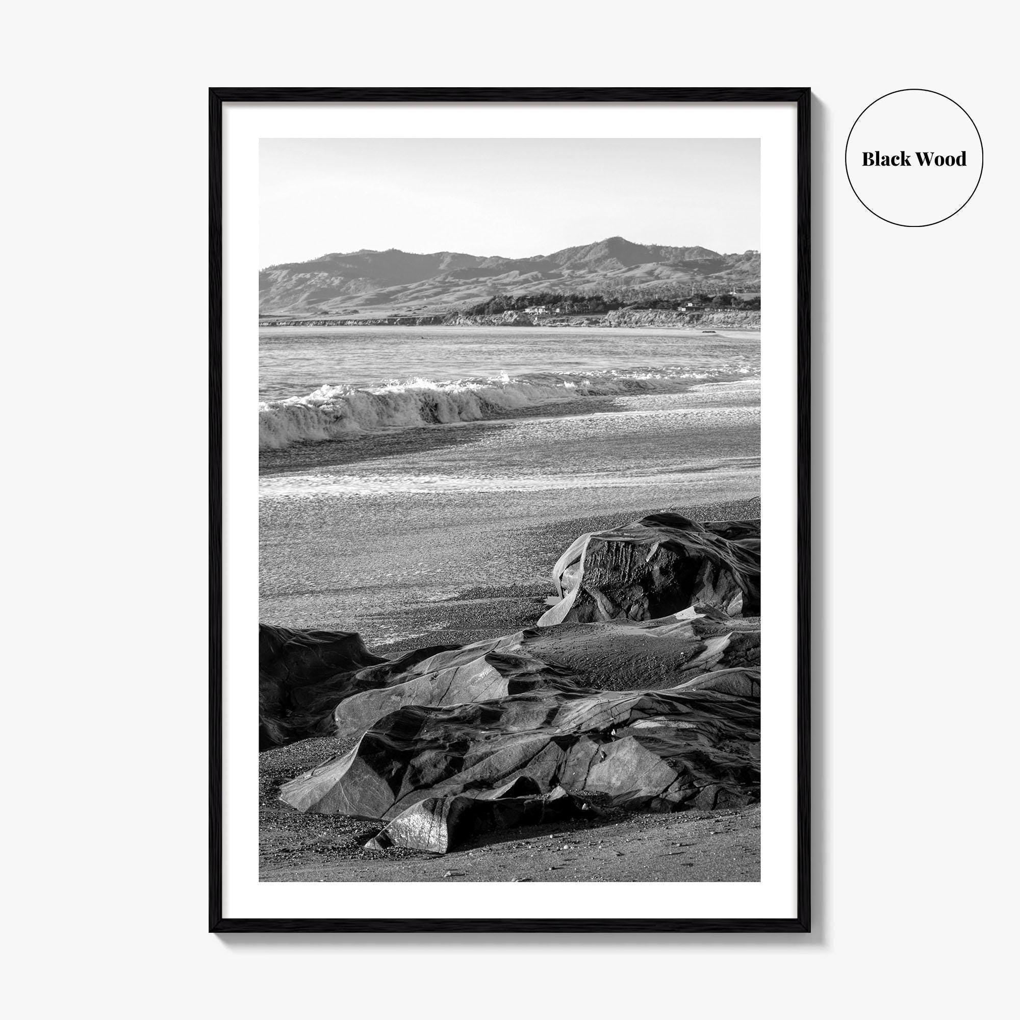 Cambria Black and White Fine Art Photo Print, California Central Coast Rocks Poster