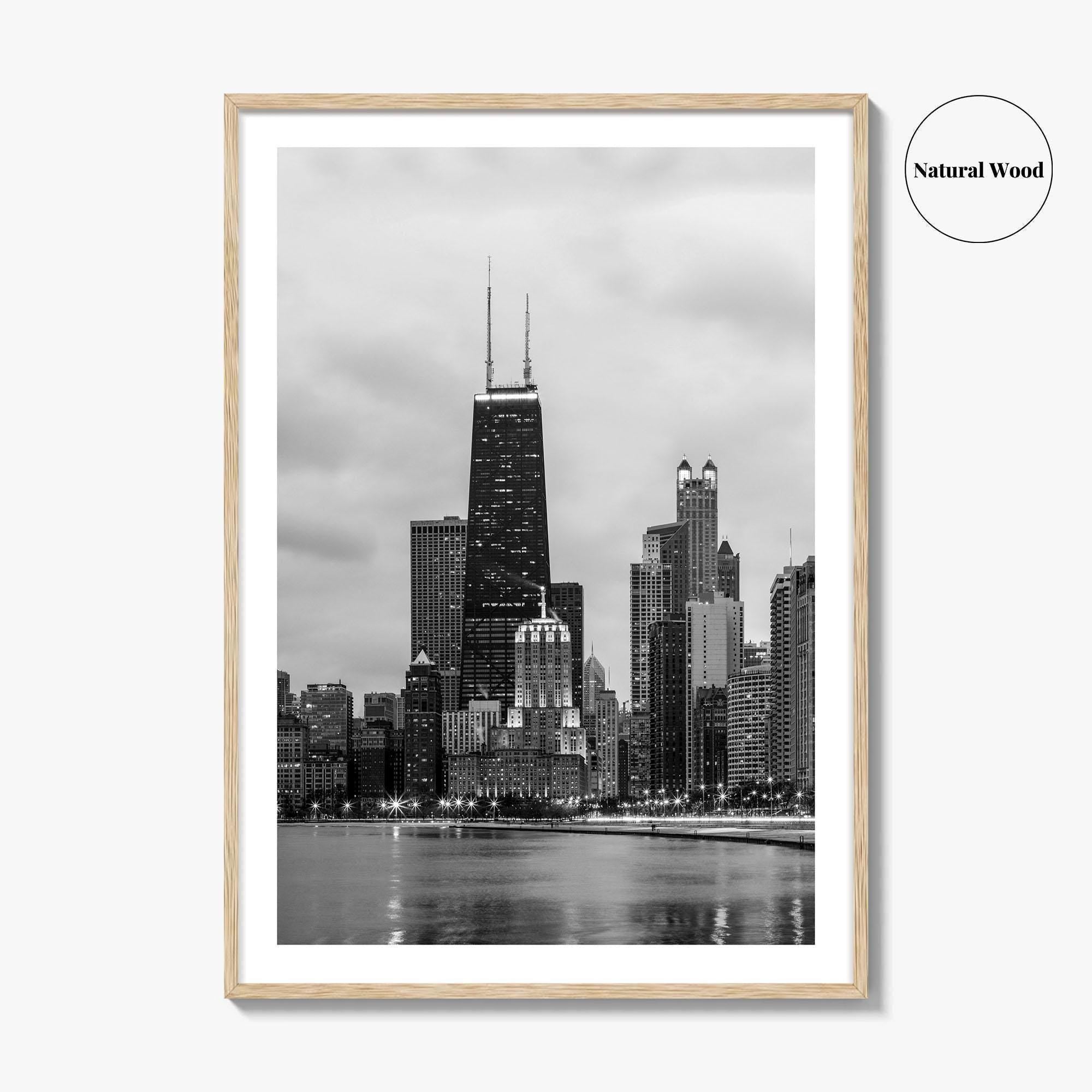 Chicago Skyline Black and White Fine Art Photo Print, North Side Illinois Poster