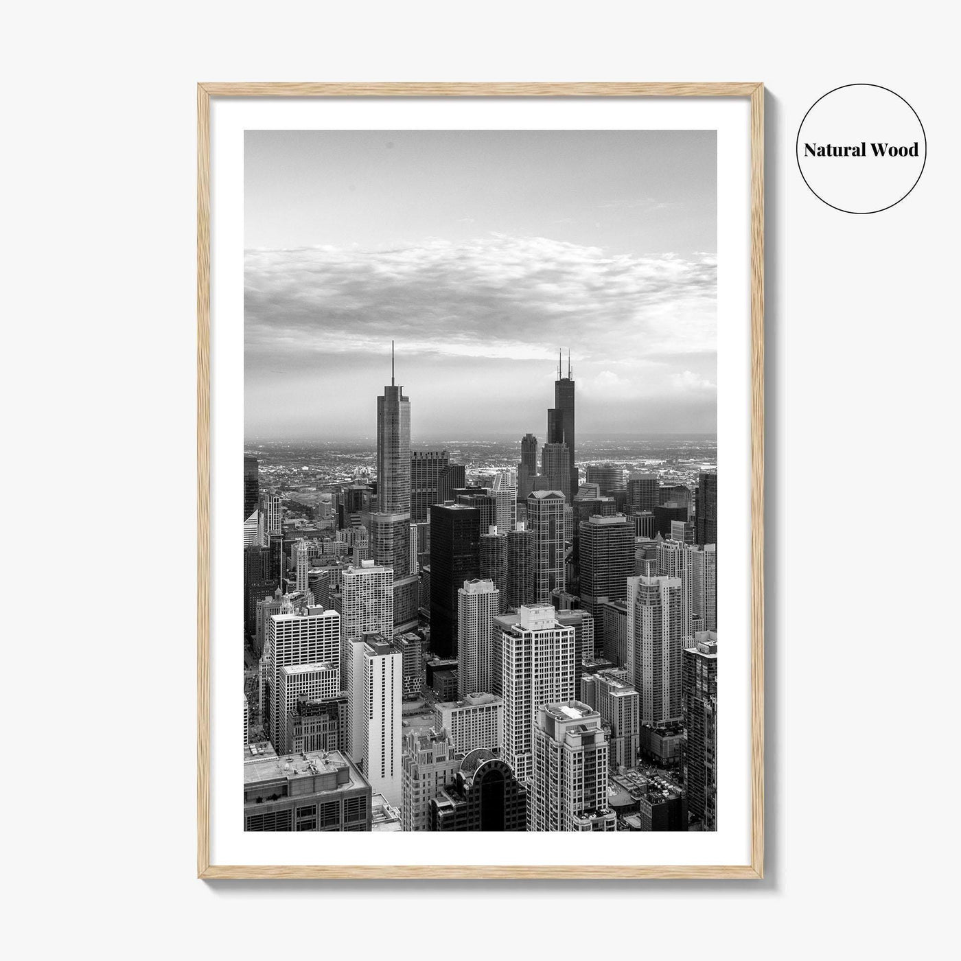 Chicago Skyline Black and White Fine Art Photo Print, Illinois USA Poster
