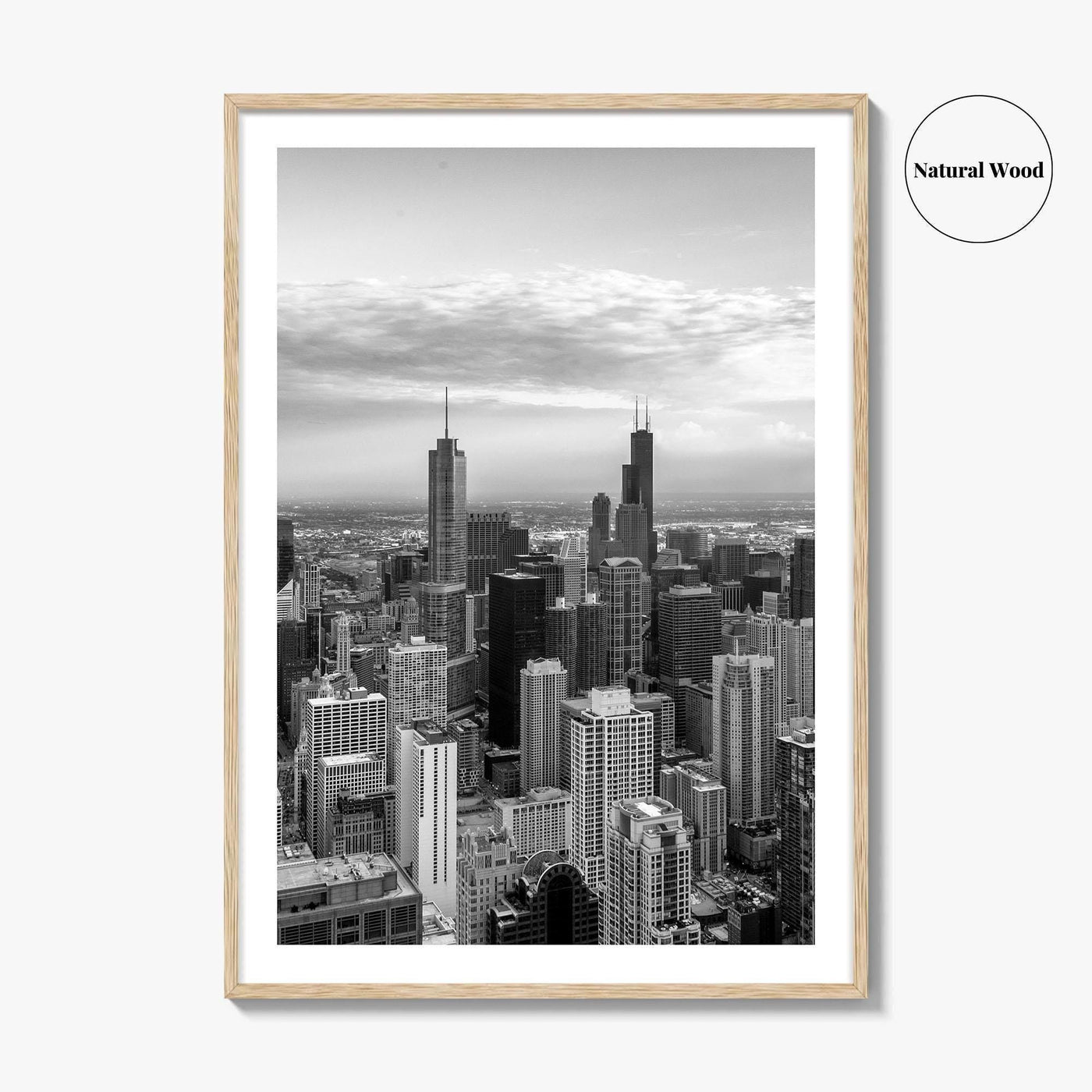 Chicago Skyline Black and White Fine Art Photo Print, Illinois USA Poster