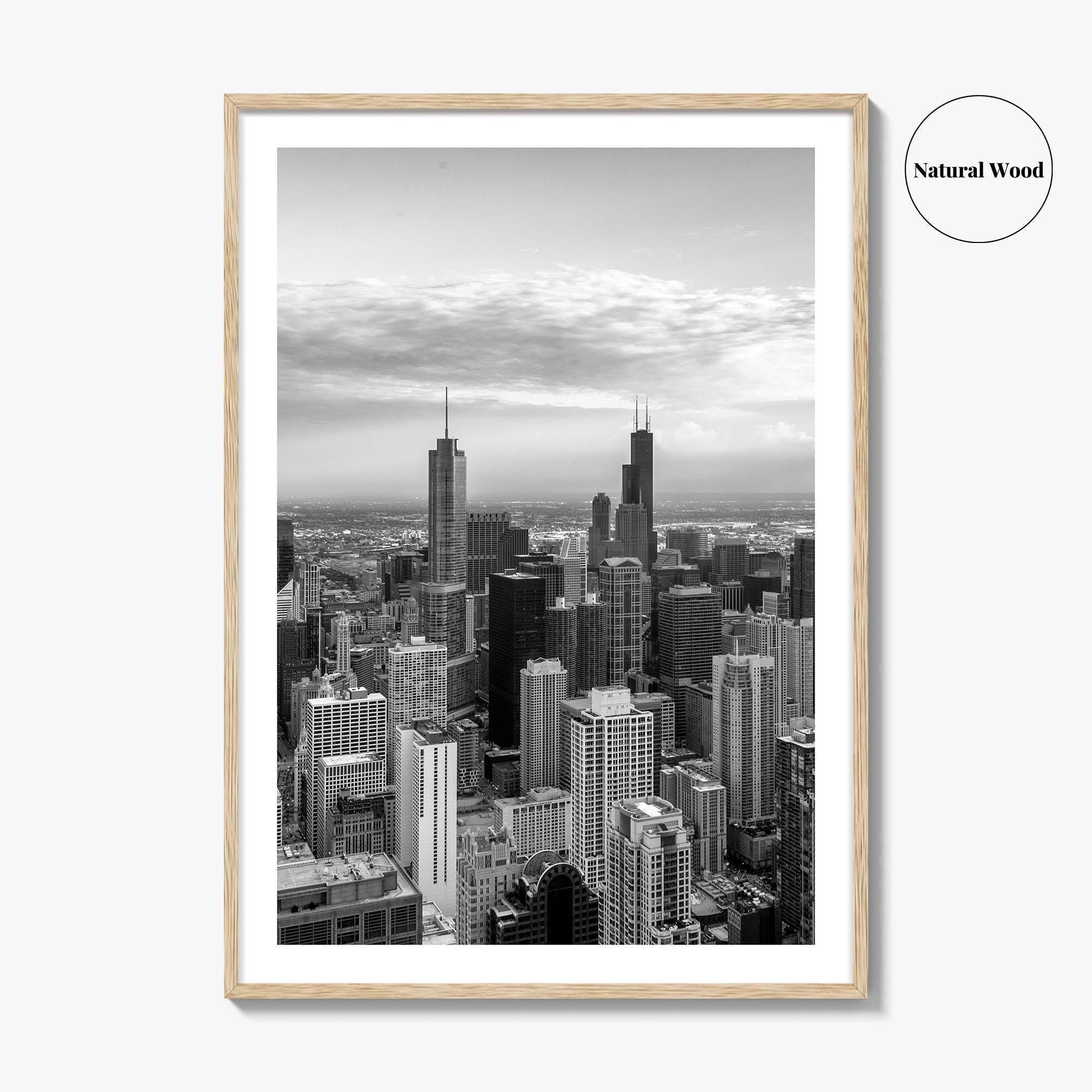 Chicago Skyline Black and White Fine Art Photo Print, Illinois USA Poster