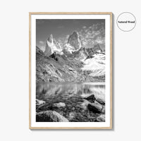 Mount Fitz Roy Black and White Fine Art Photo Print, Patagonia Argentina Poster