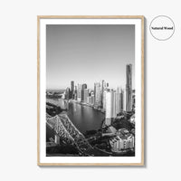 Brisbane Skyline Black and White Fine Art Photo Print, Story Bridge Queensland Poster