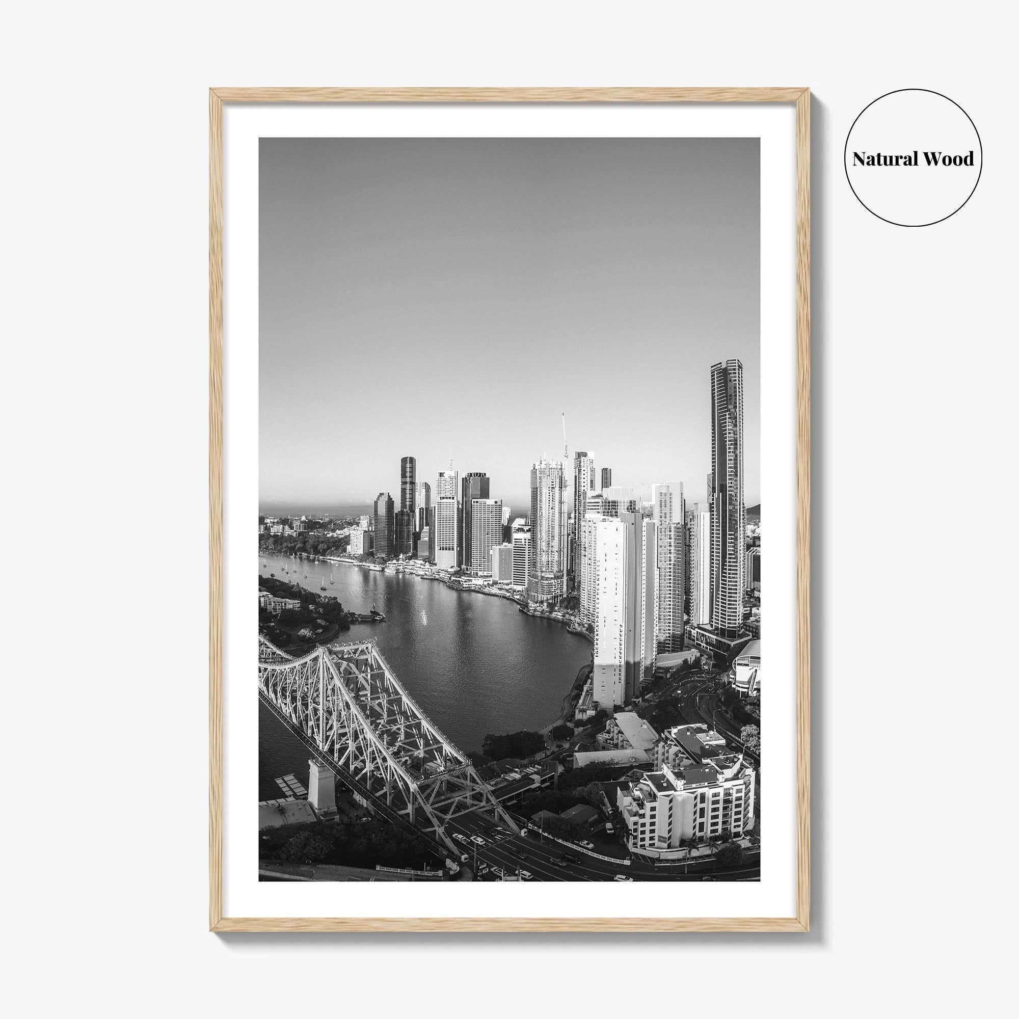 Brisbane Skyline Black and White Fine Art Photo Print, Story Bridge Queensland Poster