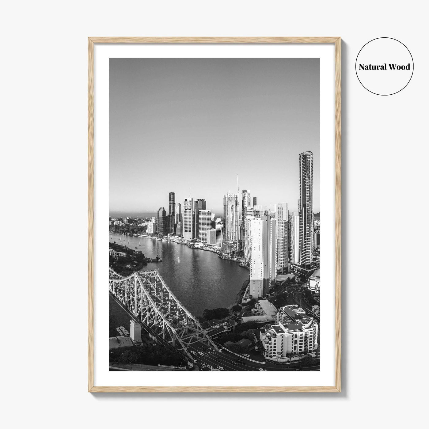 Brisbane Skyline Black and White Fine Art Photo Print, Story Bridge Queensland Poster