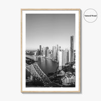 Brisbane Skyline Black and White Fine Art Photo Print, Story Bridge Queensland Poster
