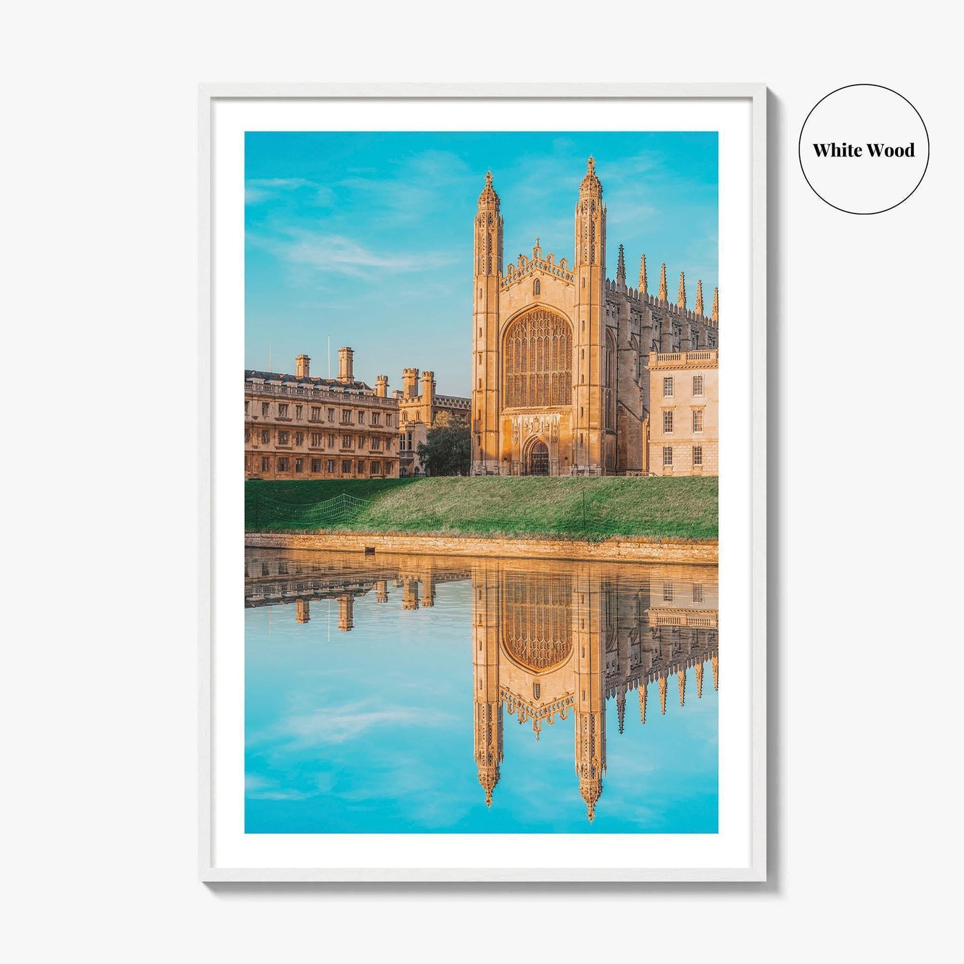 Cambridge England Fine Art Photo Print, UK Waterfront Panorama, Reflection Wall Decor Poster