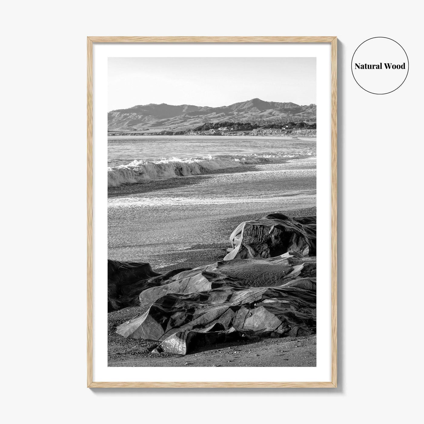 Cambria Black and White Fine Art Photo Print, California Central Coast Rocks Poster