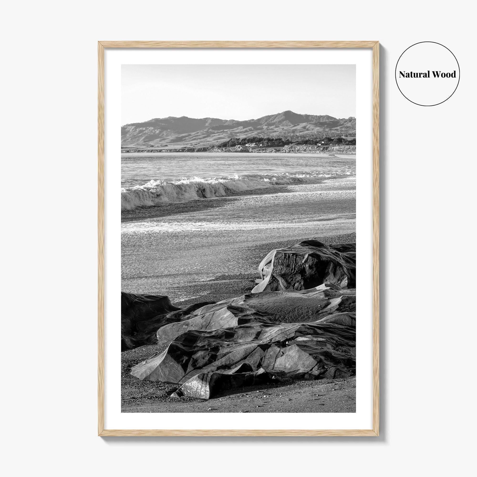 Cambria Black and White Fine Art Photo Print, California Central Coast Rocks Poster