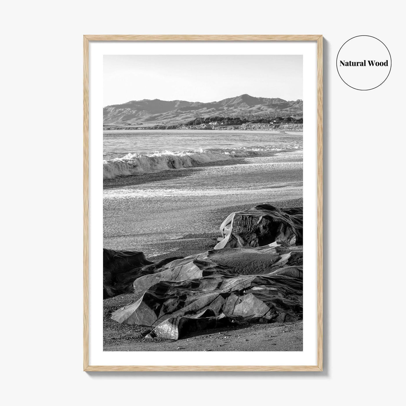Cambria Black and White Fine Art Photo Print, California Central Coast Rocks Poster