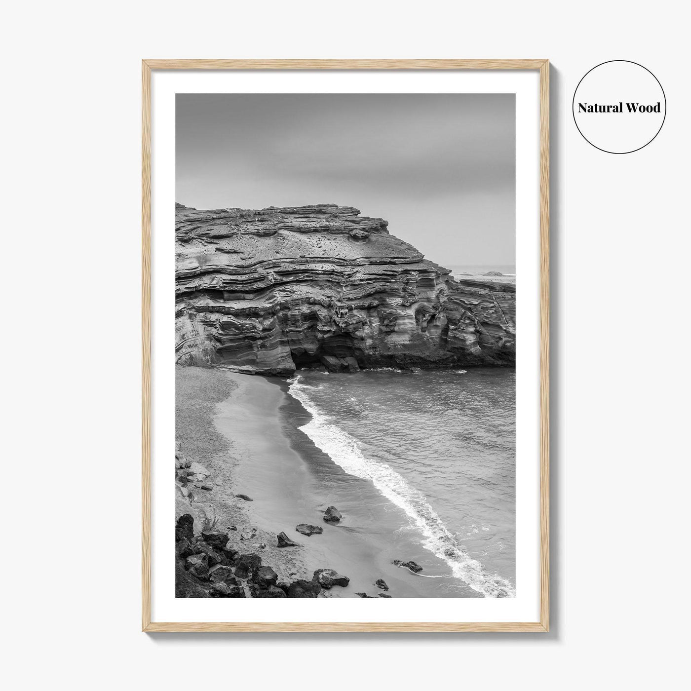 Green Sand Beach Black and White Fine Art Photo Print, Big Island Hawaii Poster