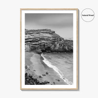 Green Sand Beach Black and White Fine Art Photo Print, Big Island Hawaii Poster