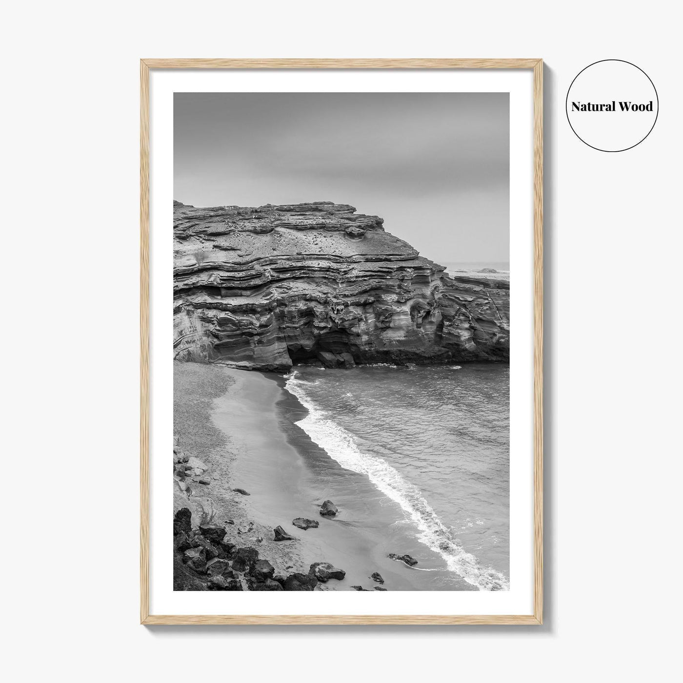 Green Sand Beach Black and White Fine Art Photo Print, Big Island Hawaii Poster