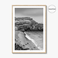 Green Sand Beach Black and White Fine Art Photo Print, Big Island Hawaii Poster